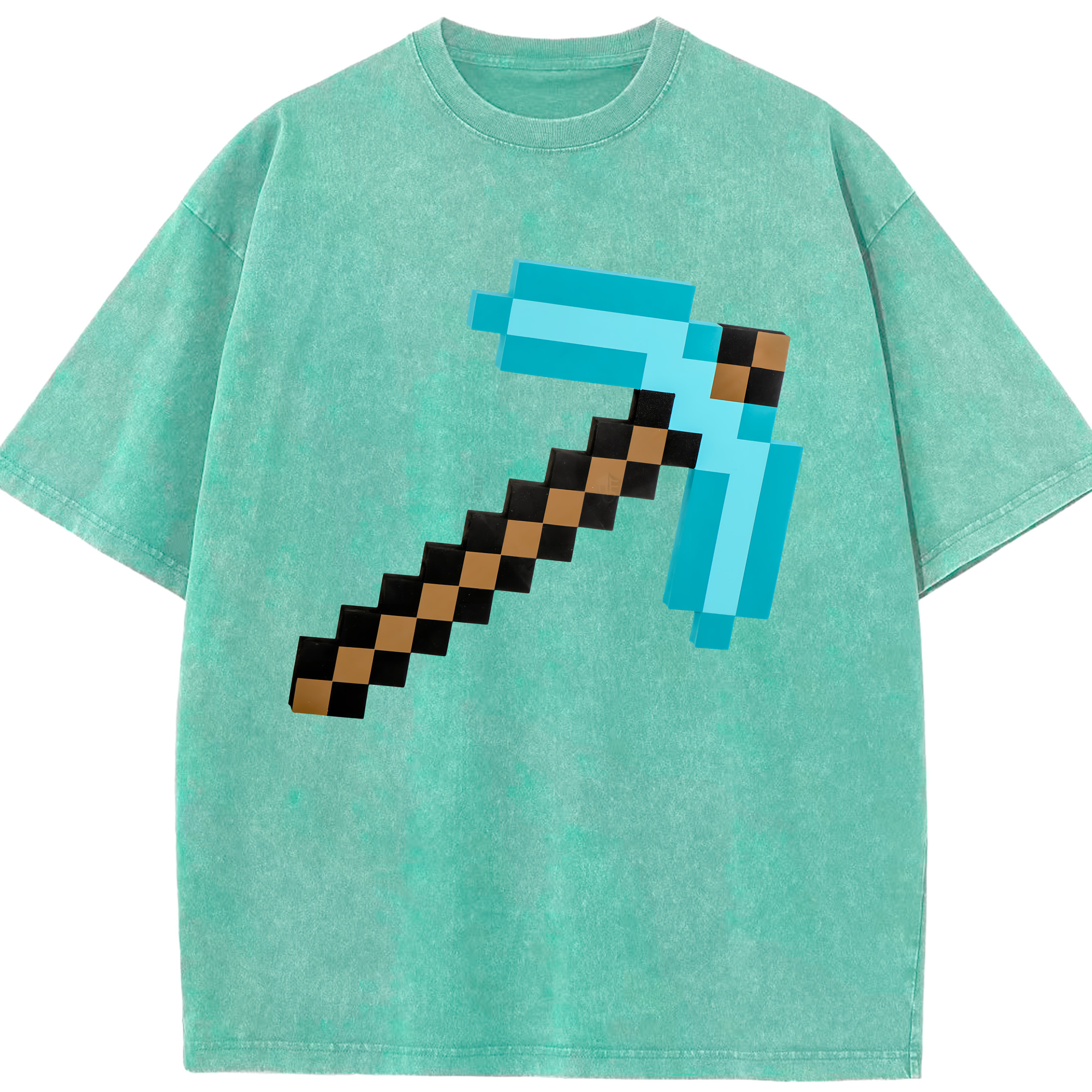 （画像用） マインクラフト ブロックの世界 Minecraft MC Block world 綿100% ヴィンテージ風 半袖Tシャツ（フロントプリント）